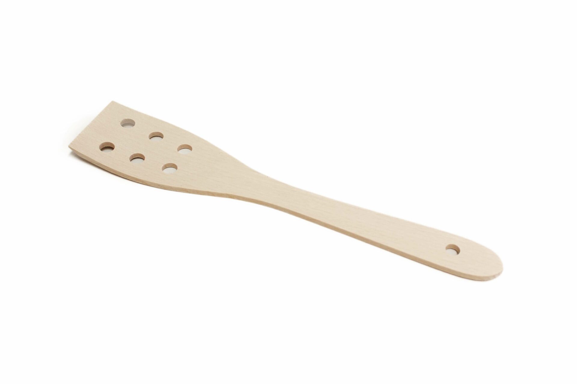 Wooden perforated curved spatula flat handle Calder